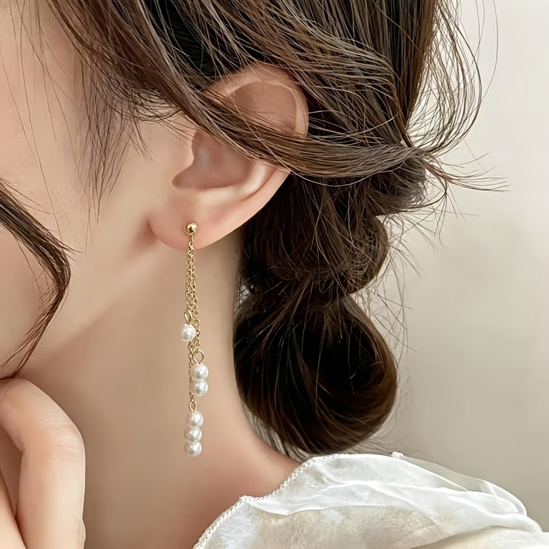 Women's Elegant Tassel Beaded Clip-On Earrings, Party Ready